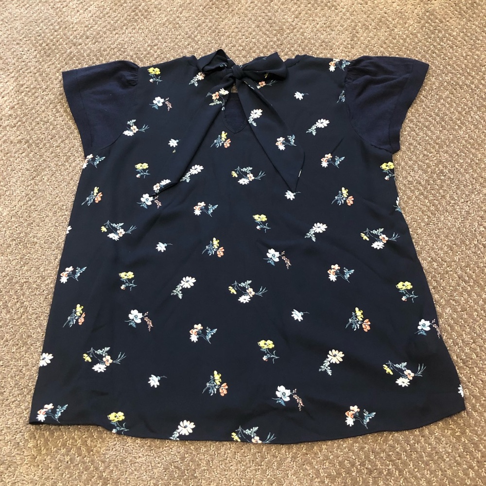 LOFT Floral Mixed Media Top